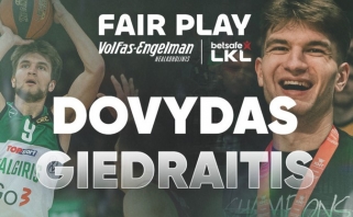 LKL komandų kapitonai "Fair Play" apdovanojimą vėl skyrė "Žalgirio" gynėjui